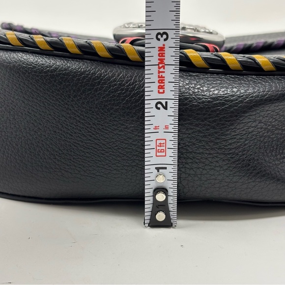 Coach Whipstitch Black Leather Georgie Saddle Bag Crossbody - Picture 15 of 16